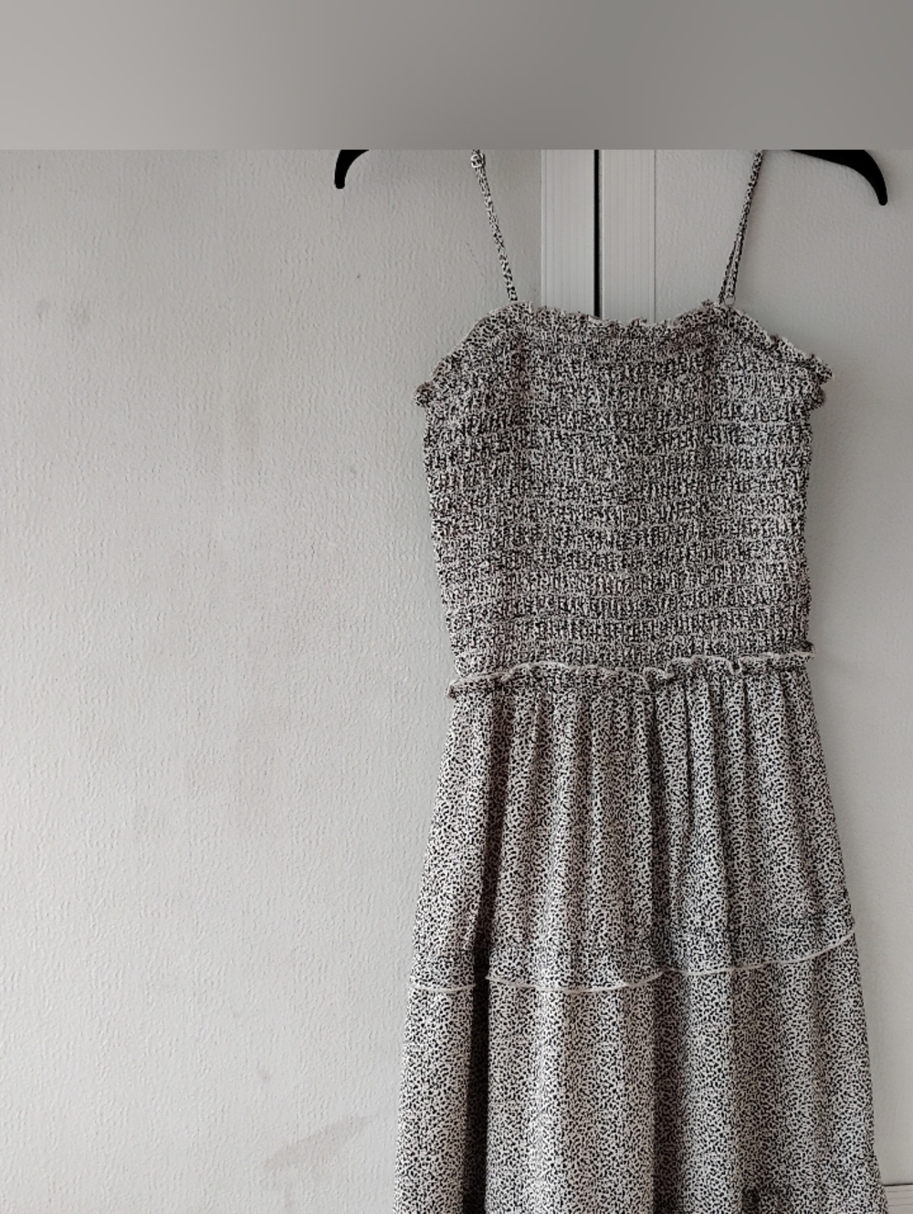 Jessica Simpson Black and White Smocked Midi Dress